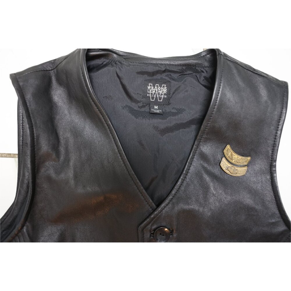 Wilson's Leather Biker Vest size Medium with patches / Pins - Picture 2 of 5